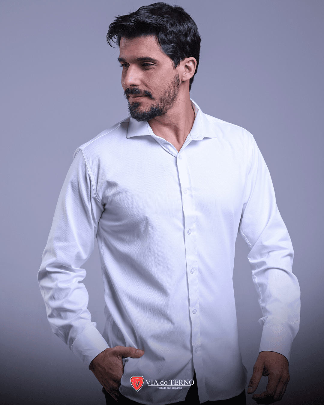 camisa social via do terno cor branco cod 0801 5