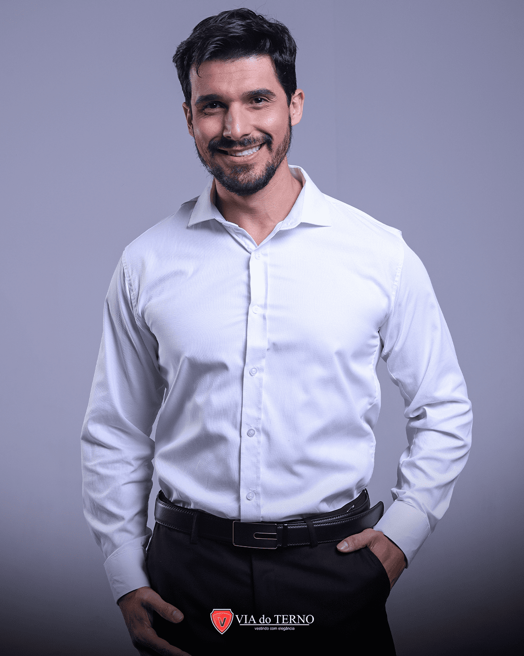 camisa social via do terno cor branco cod 0801 7