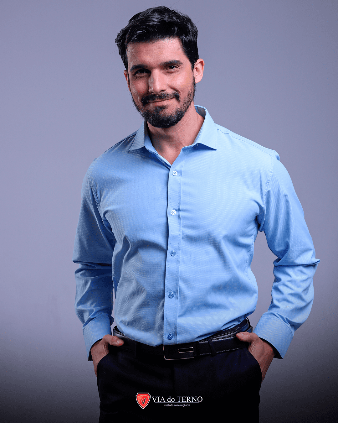 camisa social via do terno cor azul cod 0403 7