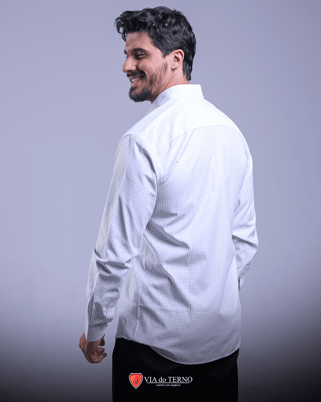camisa social via do terno cor branco xadrez cod bt0102 5