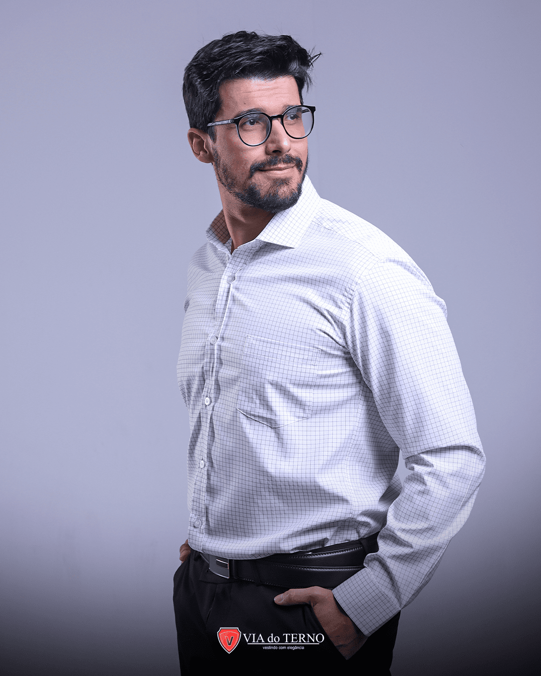 camisa social via do terno cor branco xadrez cod bt0102 9