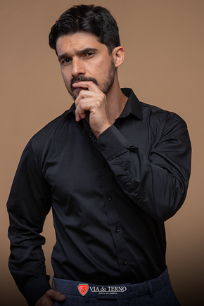 Camisa Social Slim Preta Via do Terno 