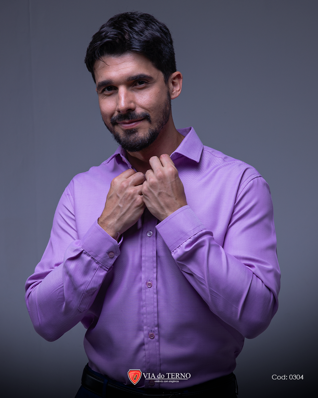 02 camisa social slim lilas via do terno
