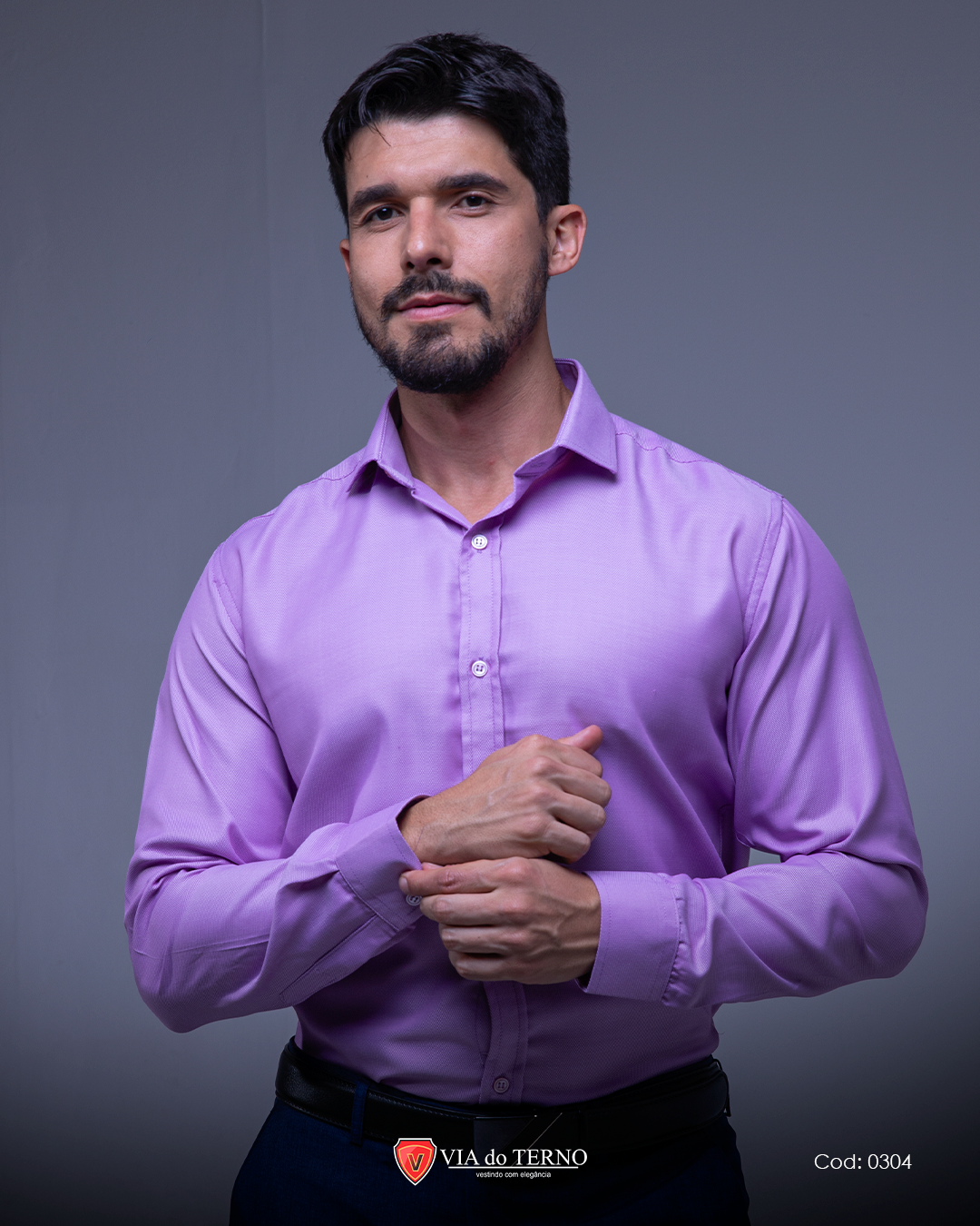 03 camisa social slim lilas via do terno