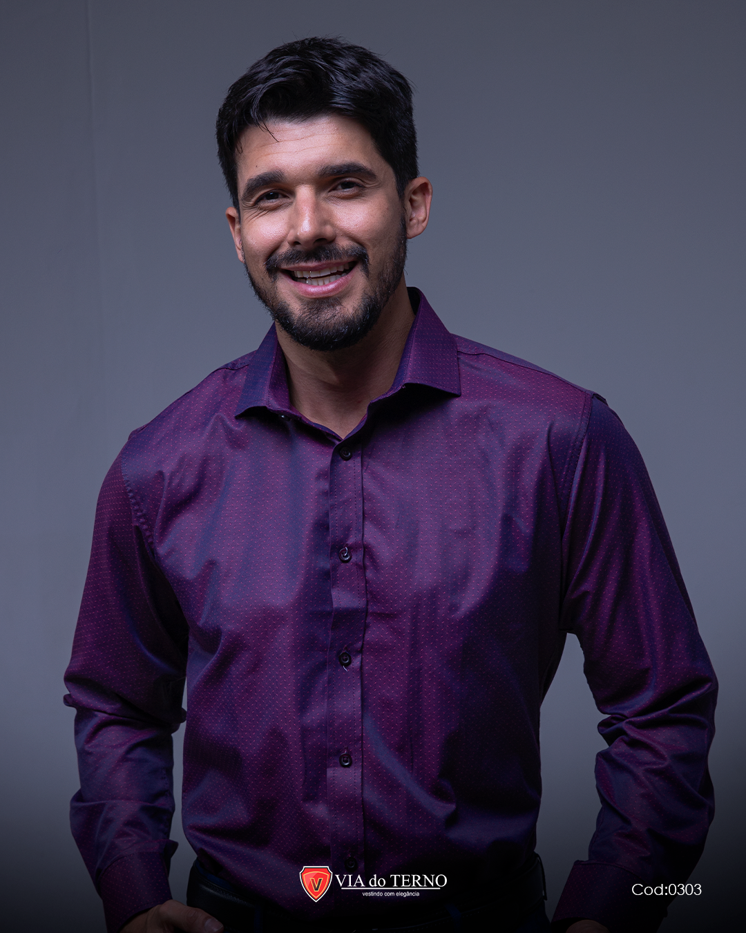 01 camisa social slim roxa via do terno