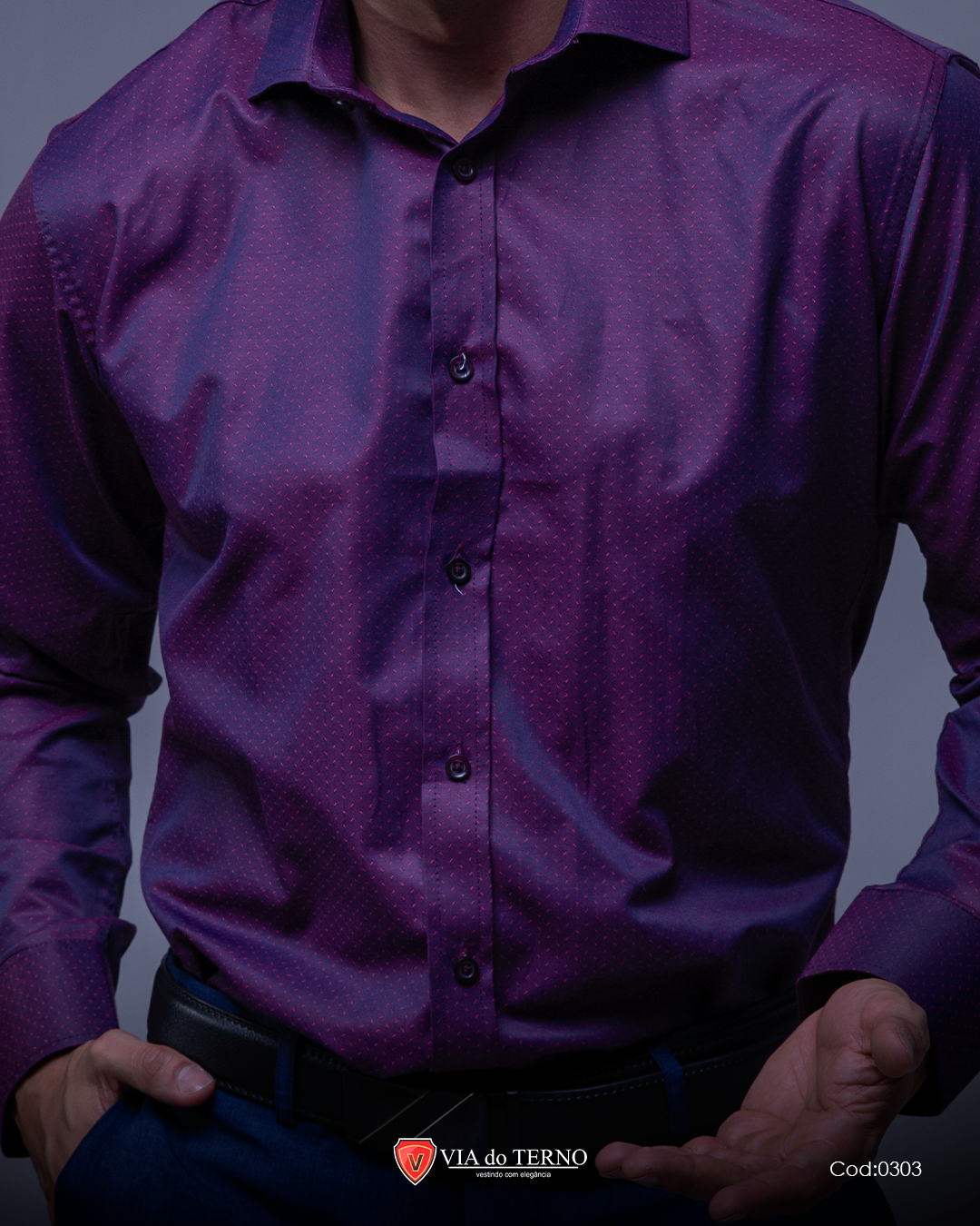 02 camisa social slim roxa via do terno