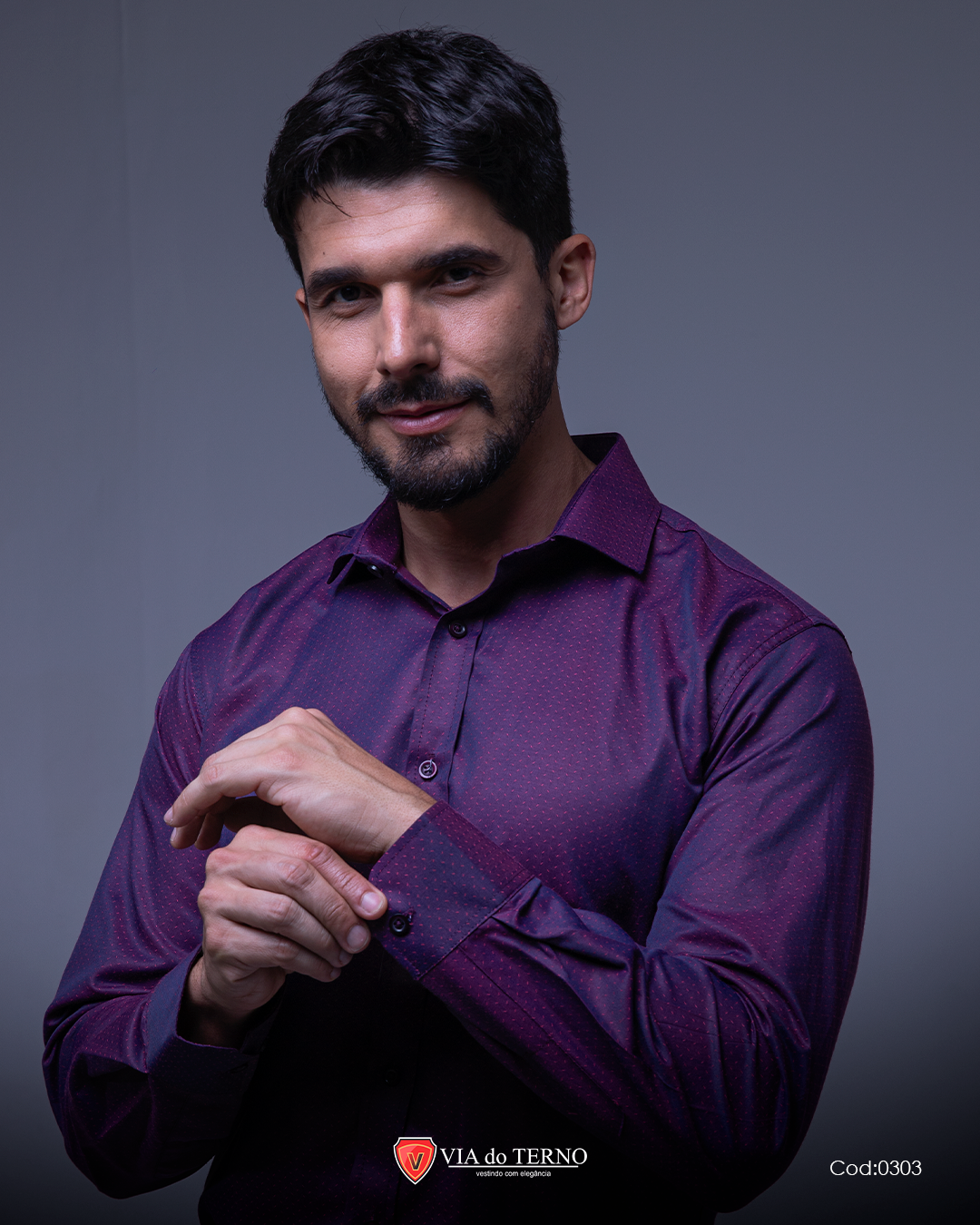 03 camisa social slim roxa via do terno
