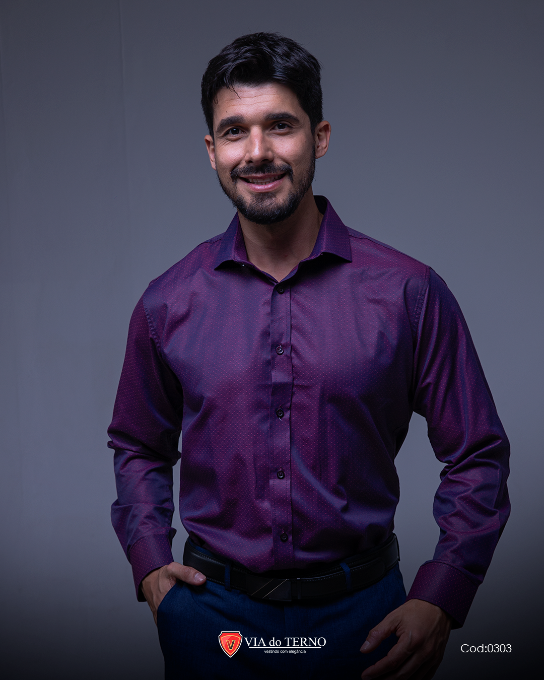 06 camisa social slim roxa via do terno