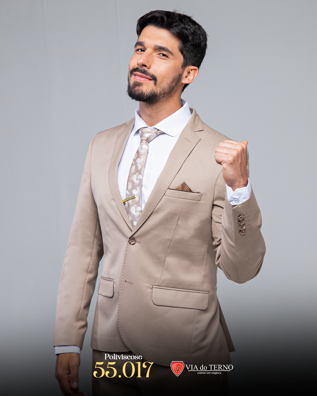 02 terno slim poliviscose bege