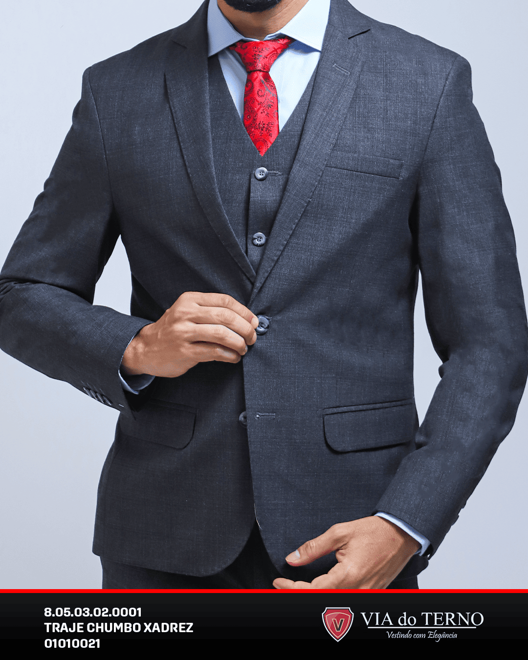 03 traje poliviscose chumbo xadrez