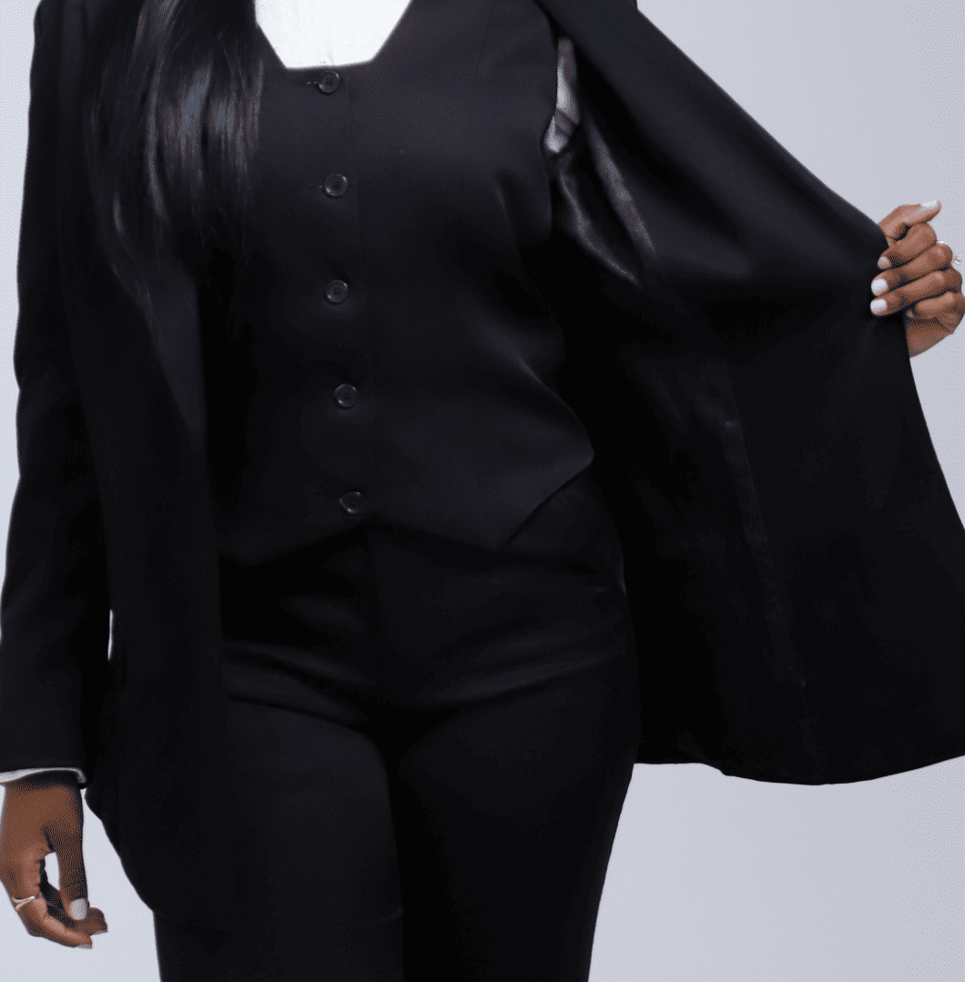 02 colete feminino de alfaiataria preto