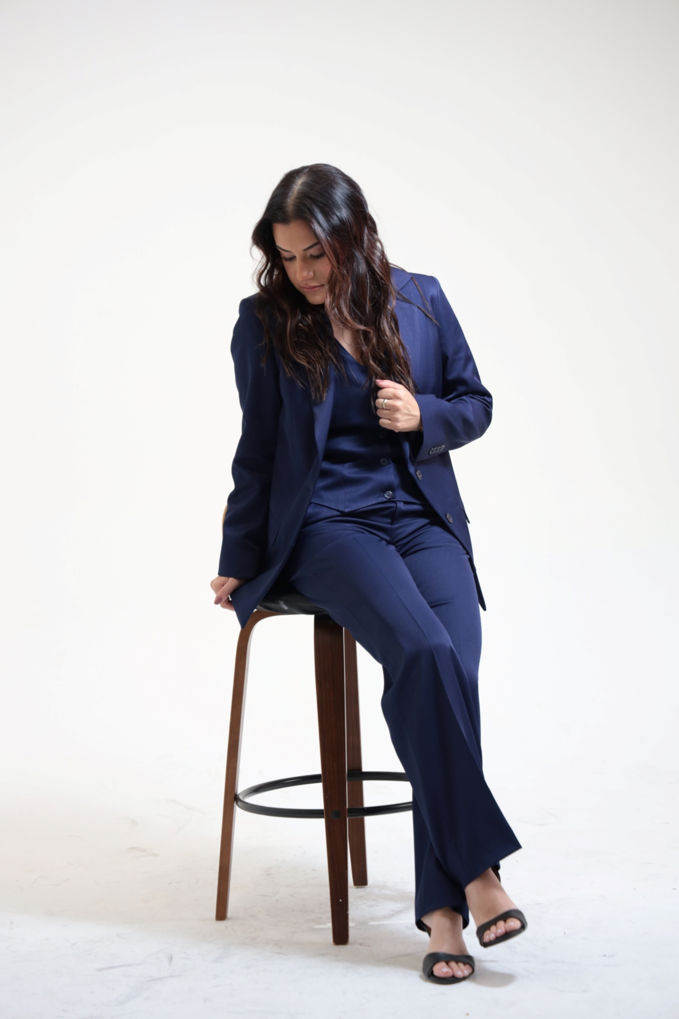 07 conjunto feminino de alfaiataria azul