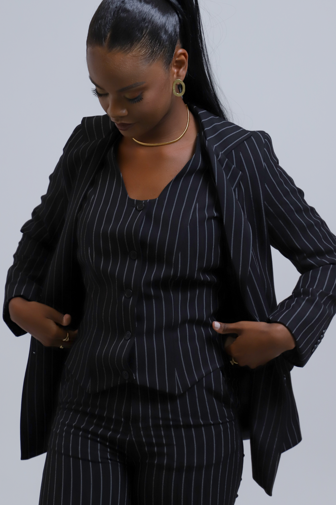 0000001 conj calca risca de giz preto lote 200 9