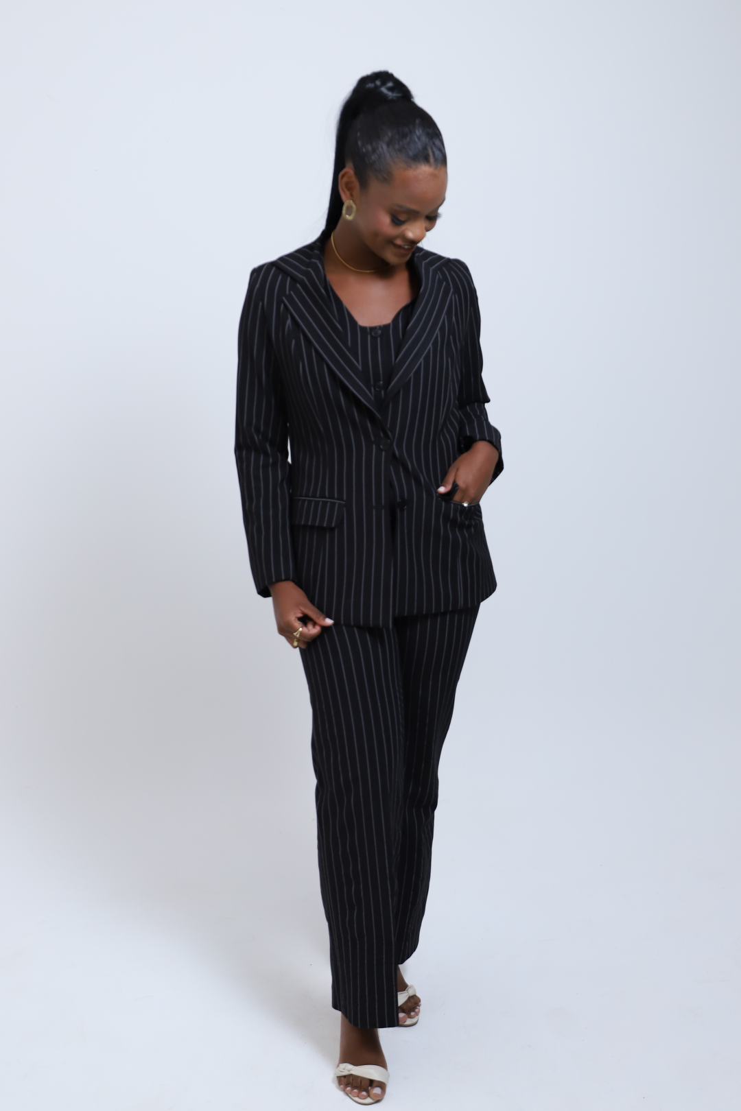 0000001 conj calca risca de giz preto lote 200 23