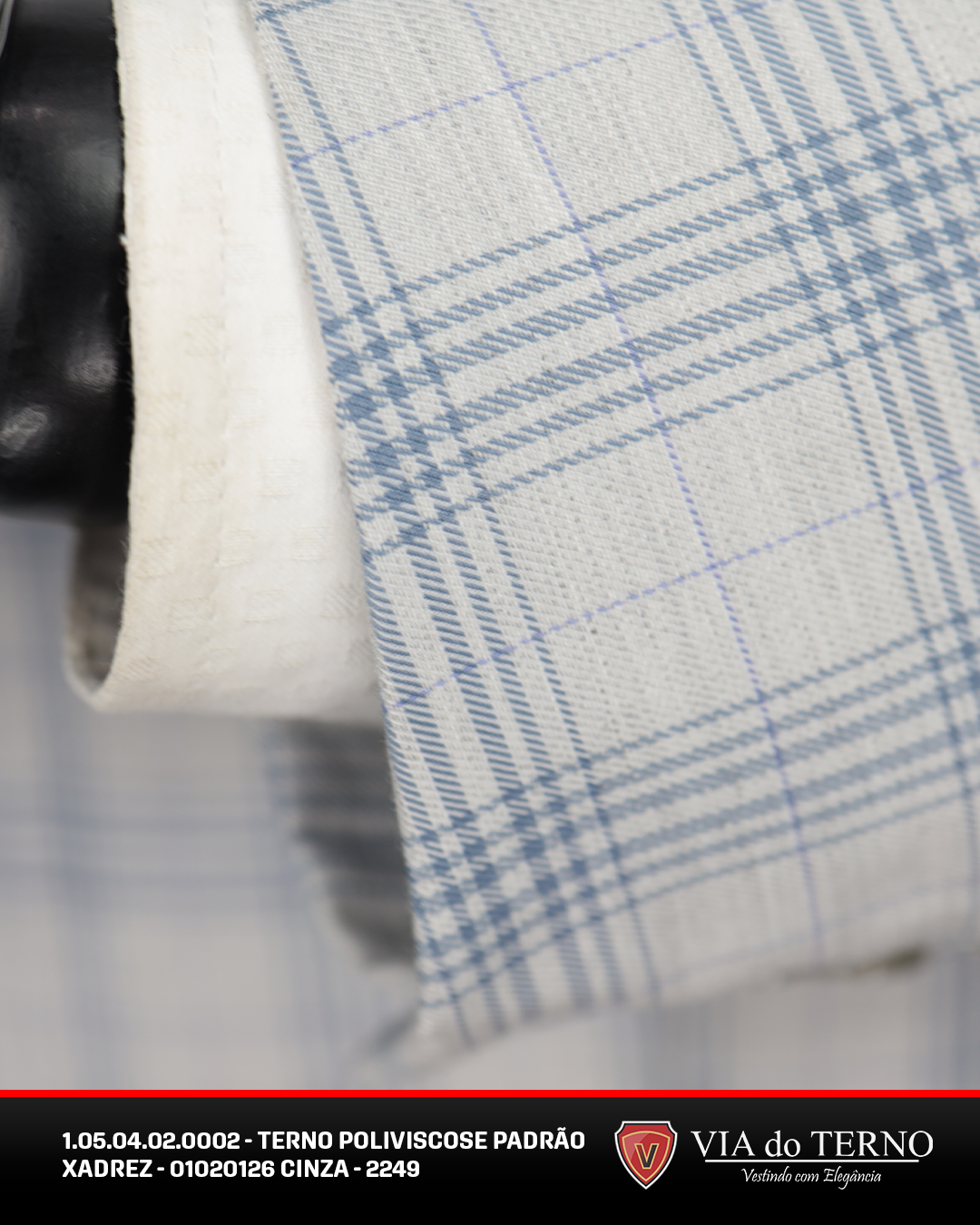 05 terno slim poliviscose xadrez cinza