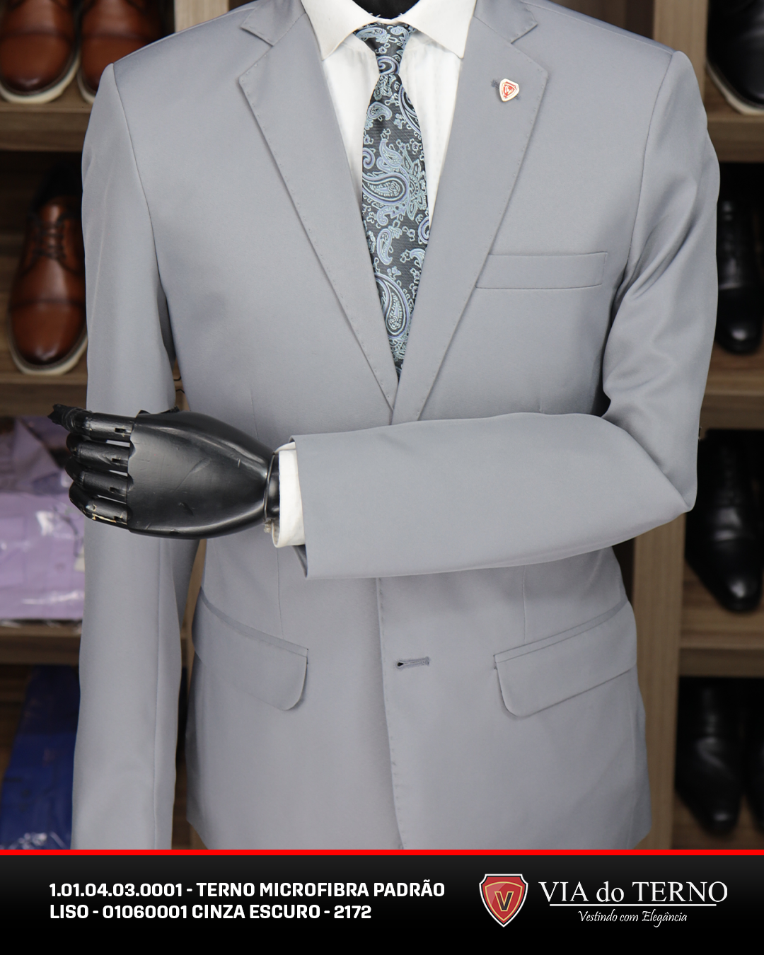 01 terno slim microfibra cinza escuro