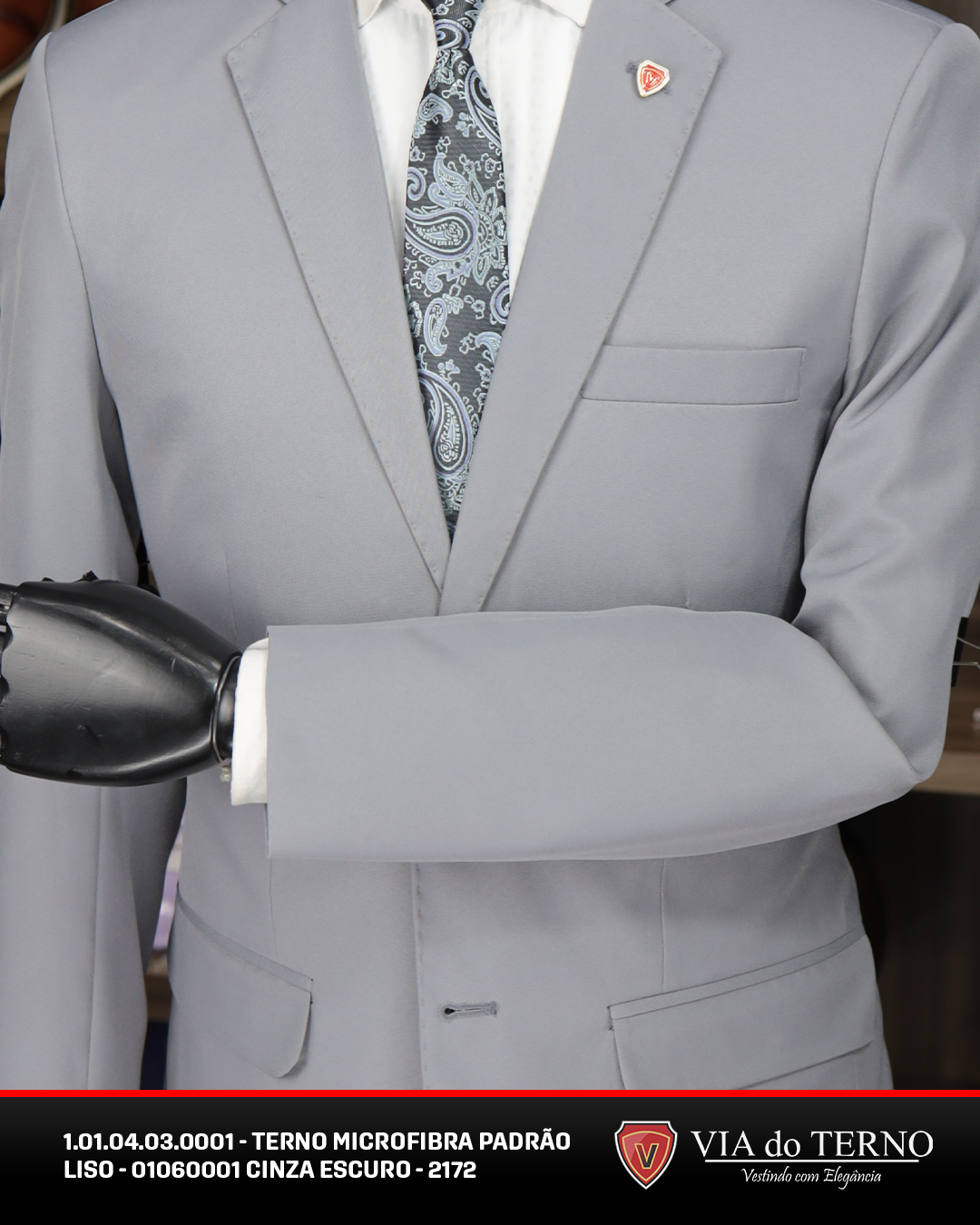02 terno slim microfibra cinza escuro
