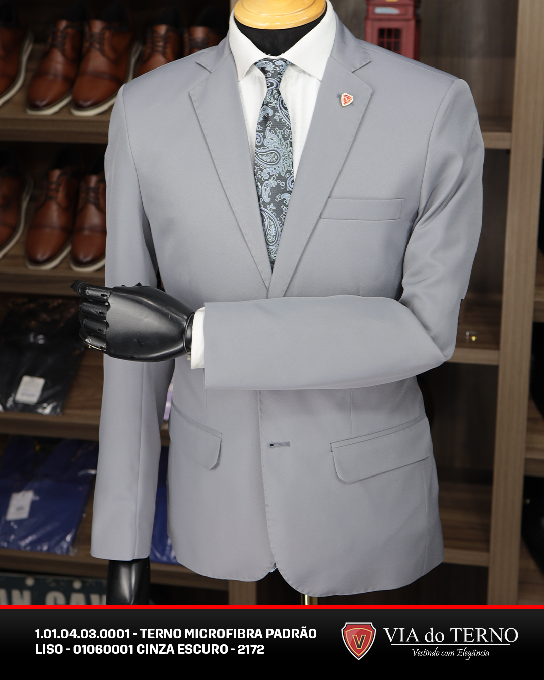 06 terno slim microfibra cinza escuro