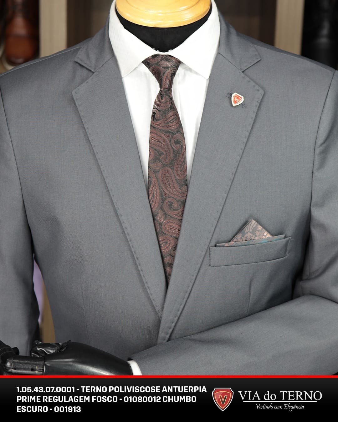 09 terno slim poliviscose chumbo