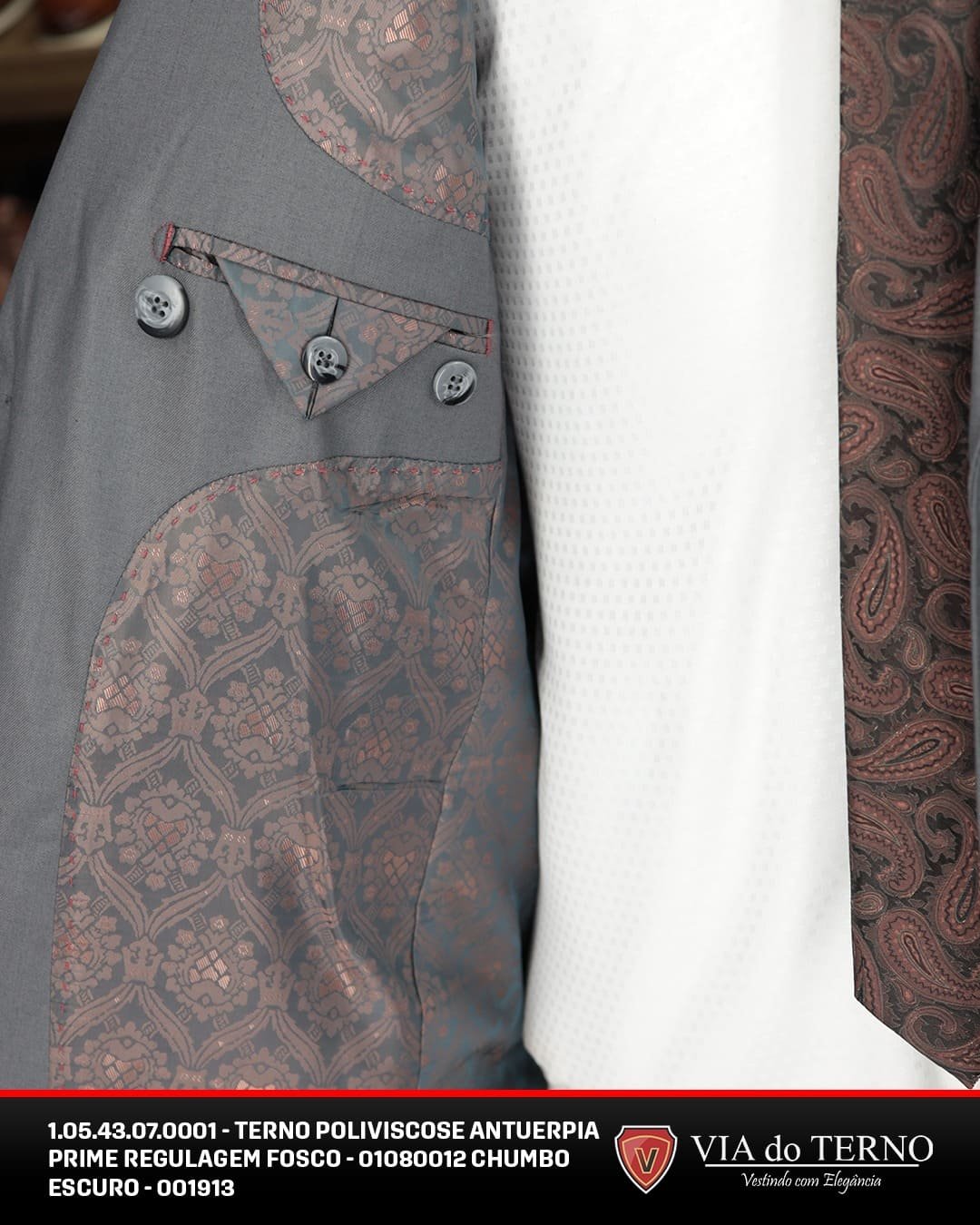 14 terno slim poliviscose chumbo