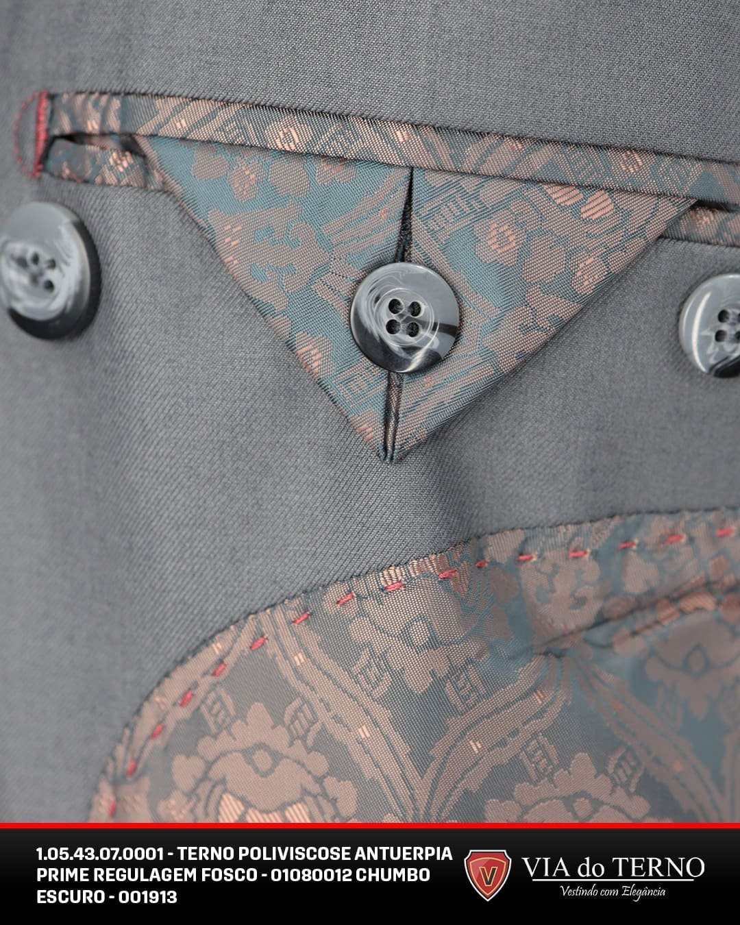 15 terno slim poliviscose chumbo