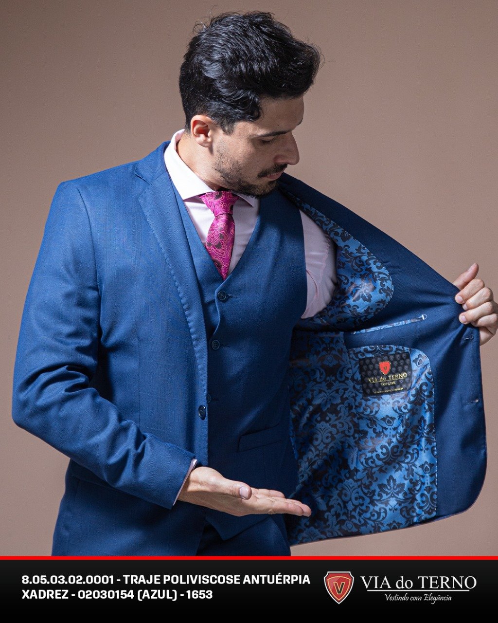 05 traje poliviscose xadrez azul