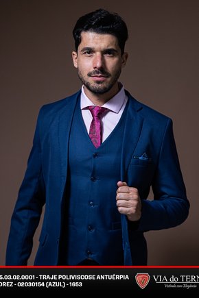 07 traje poliviscose xadrez azul