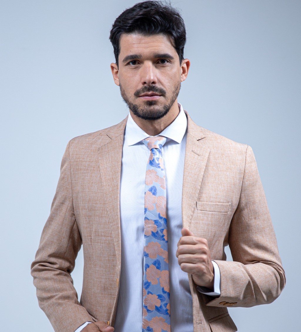 04 terno slim microfibra bege melange