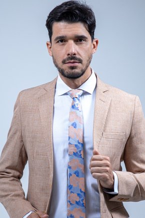 Terno Slim Microfibra - Bege Melange