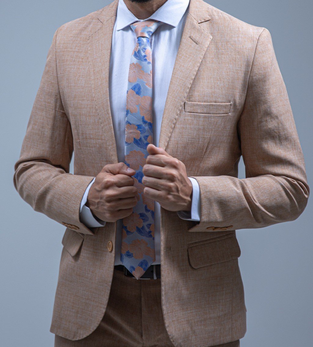 06 terno slim microfibra bege melange