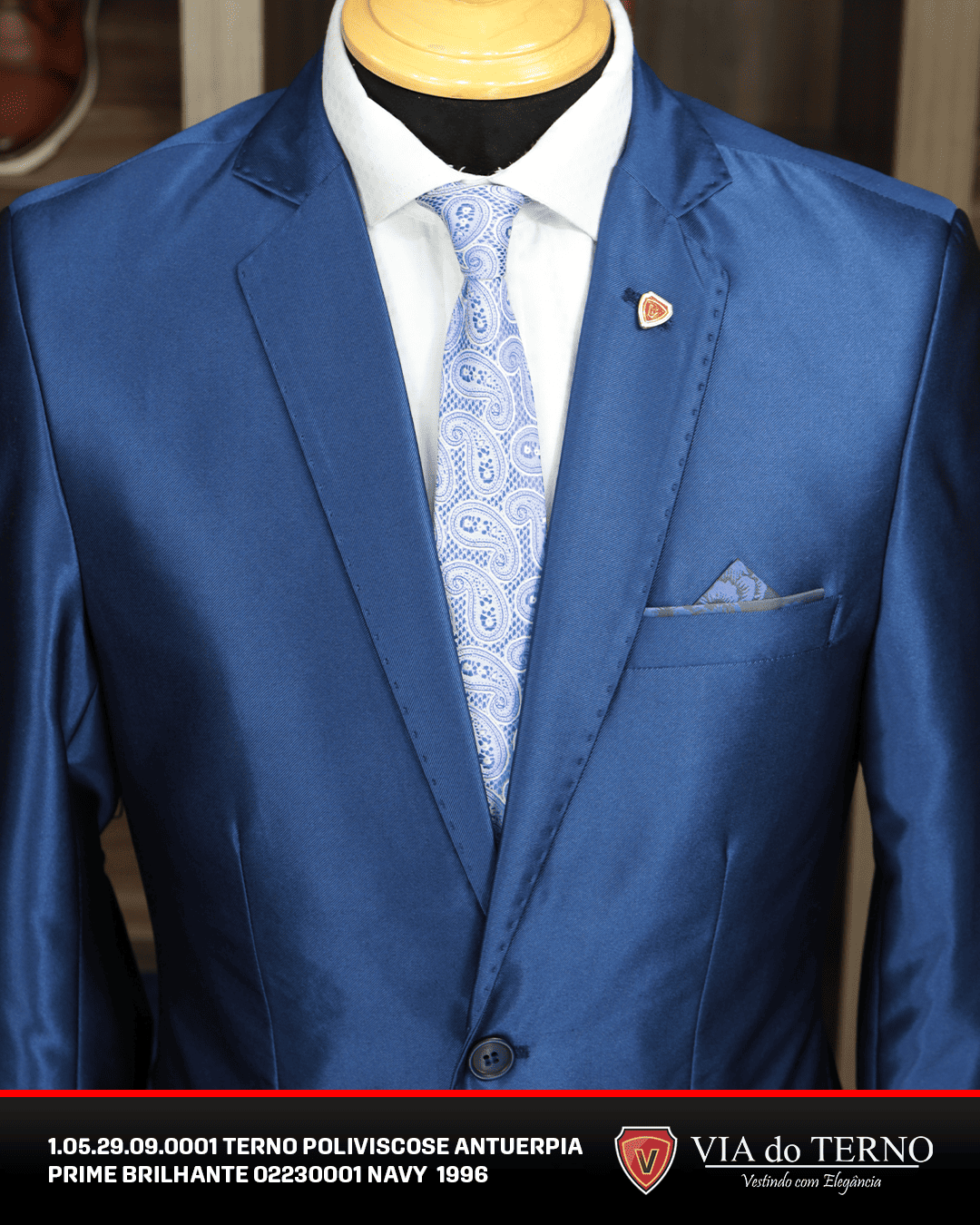 05 terno slim poliviscose azul navy brilhante