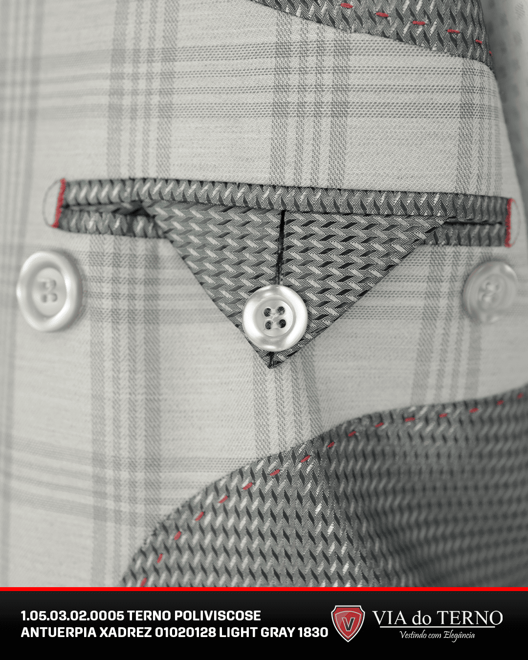 04 terno slim poliviscose xadrez light gray