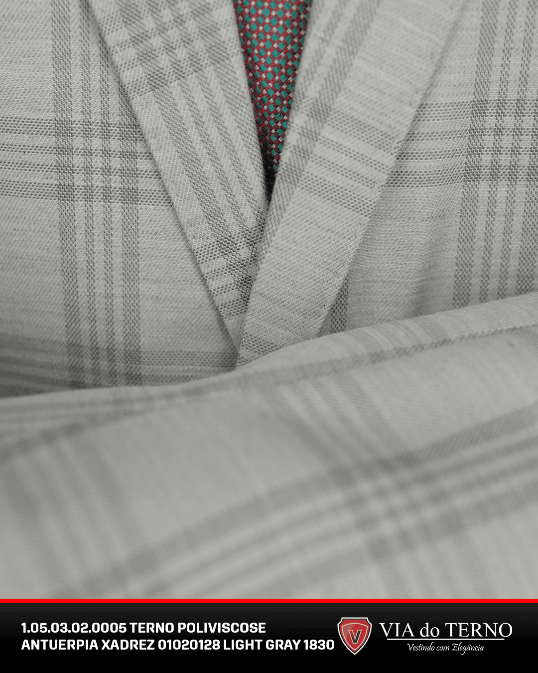 07 terno slim poliviscose xadrez light gray