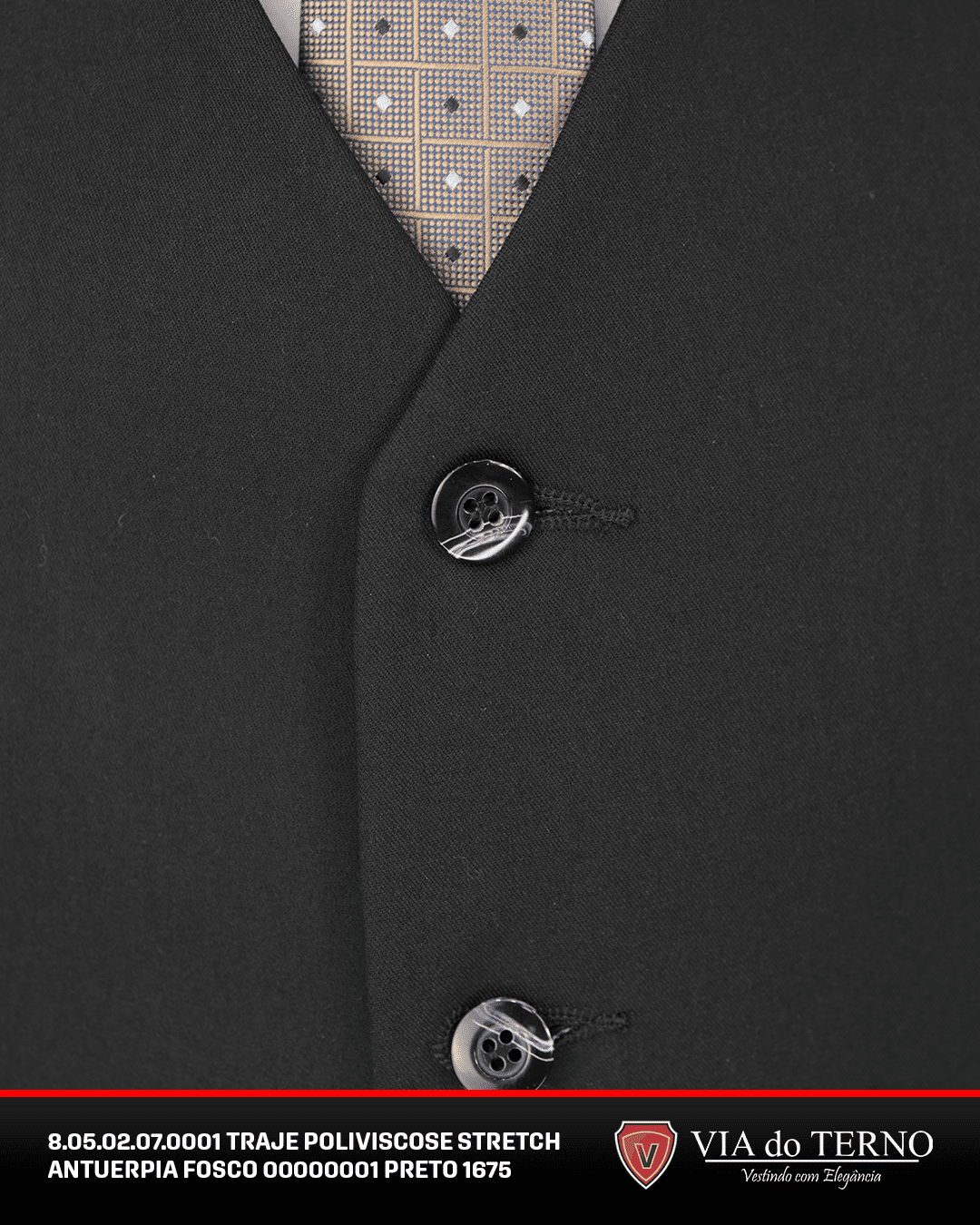 02 traje completo poliviscose preto fosco