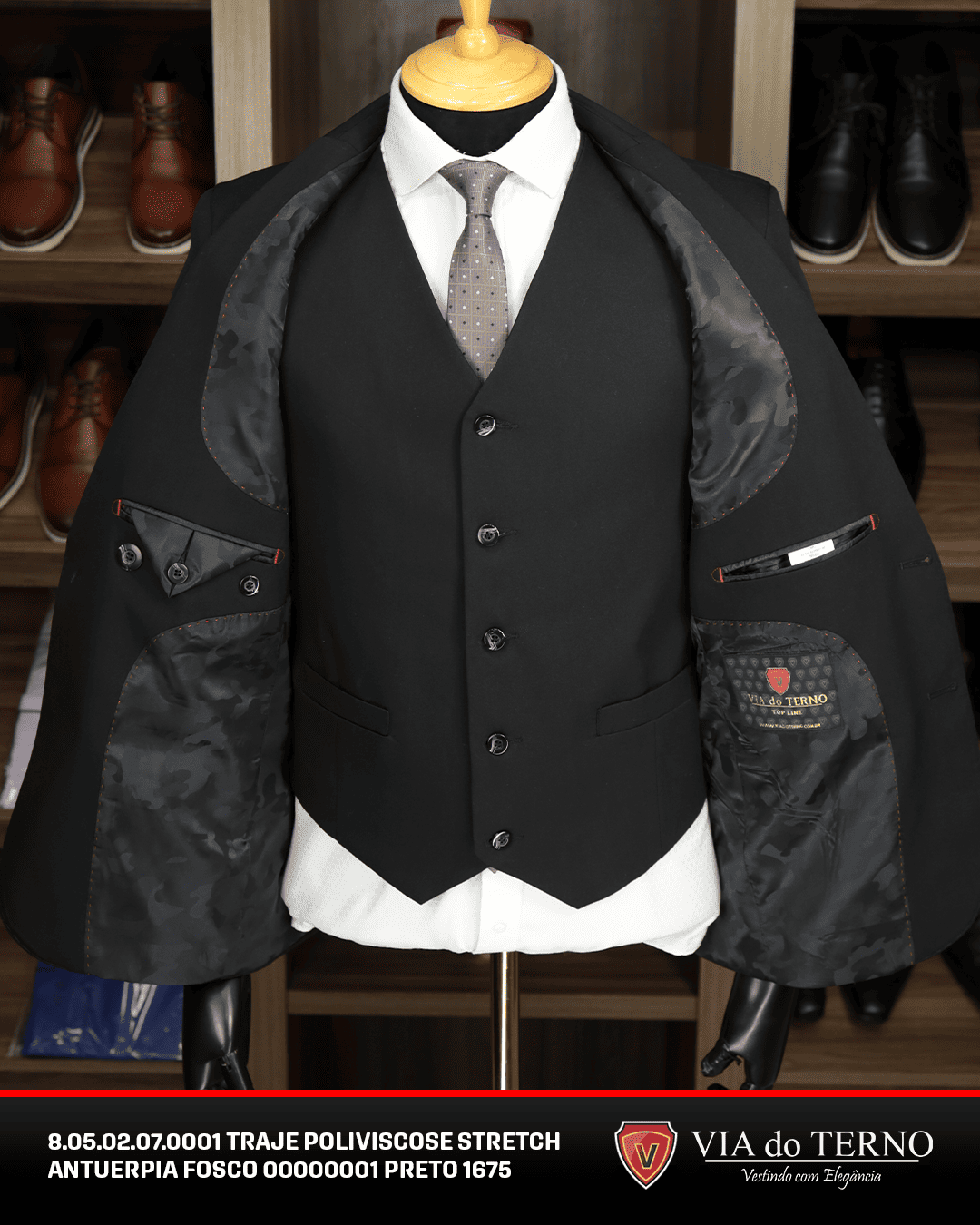 05 traje completo poliviscose preto fosco