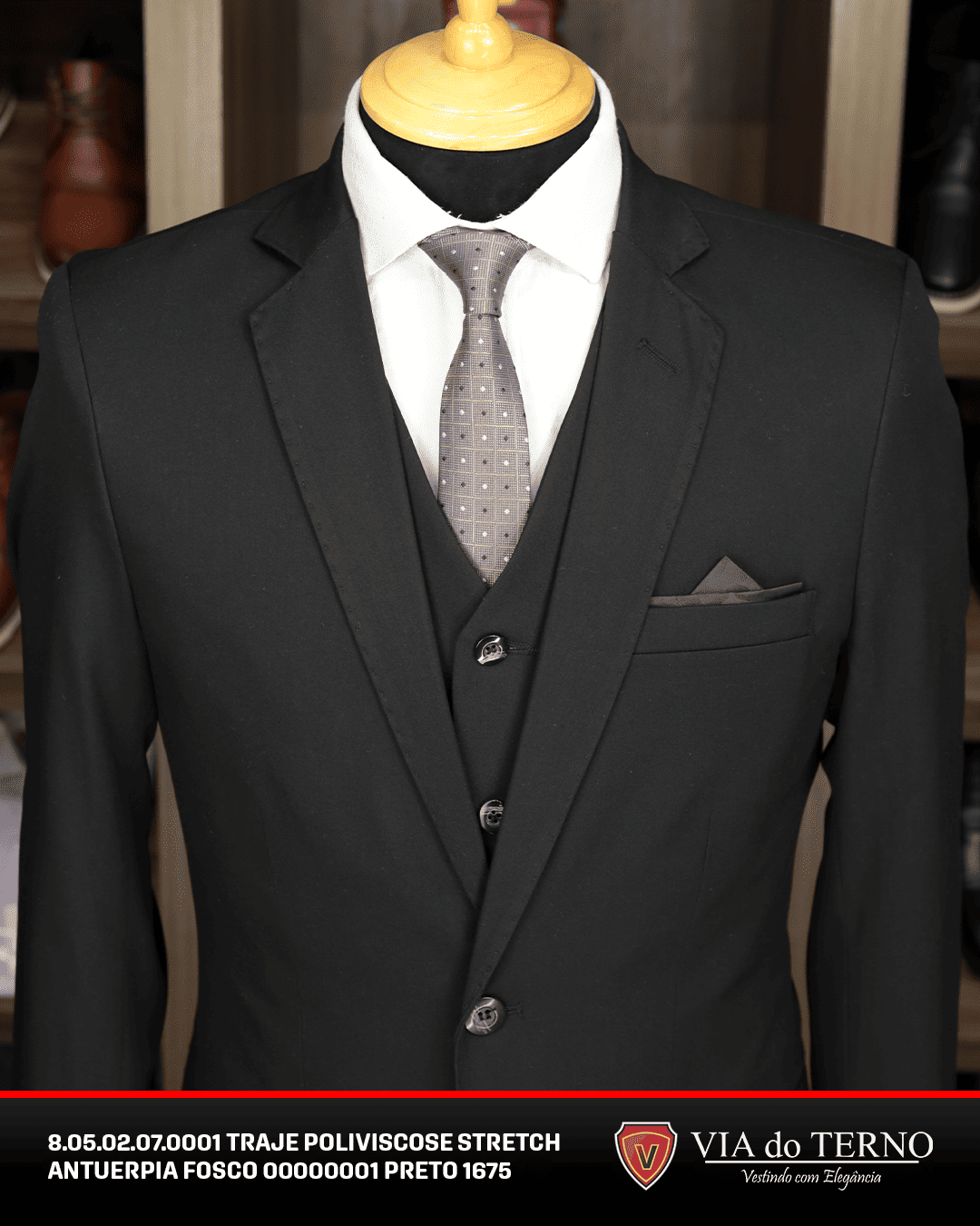 08 traje completo poliviscose preto fosco