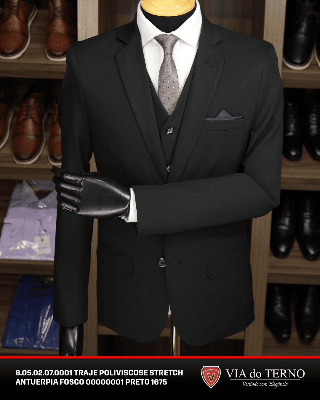 09 traje completo poliviscose preto fosco