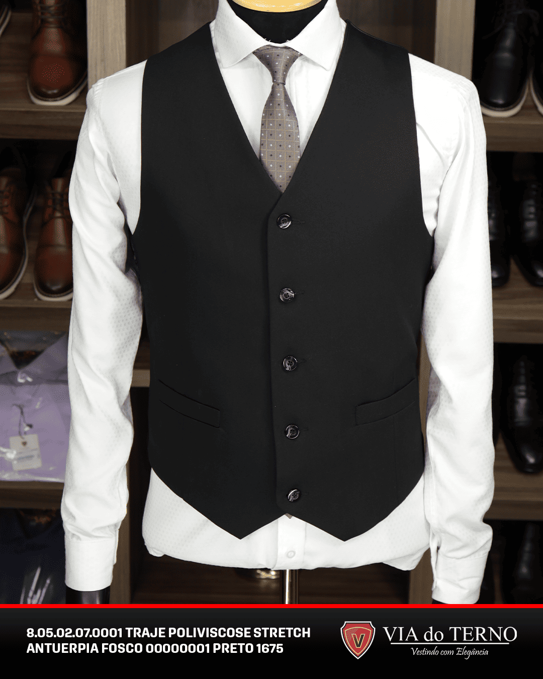 10 traje completo poliviscose preto fosco