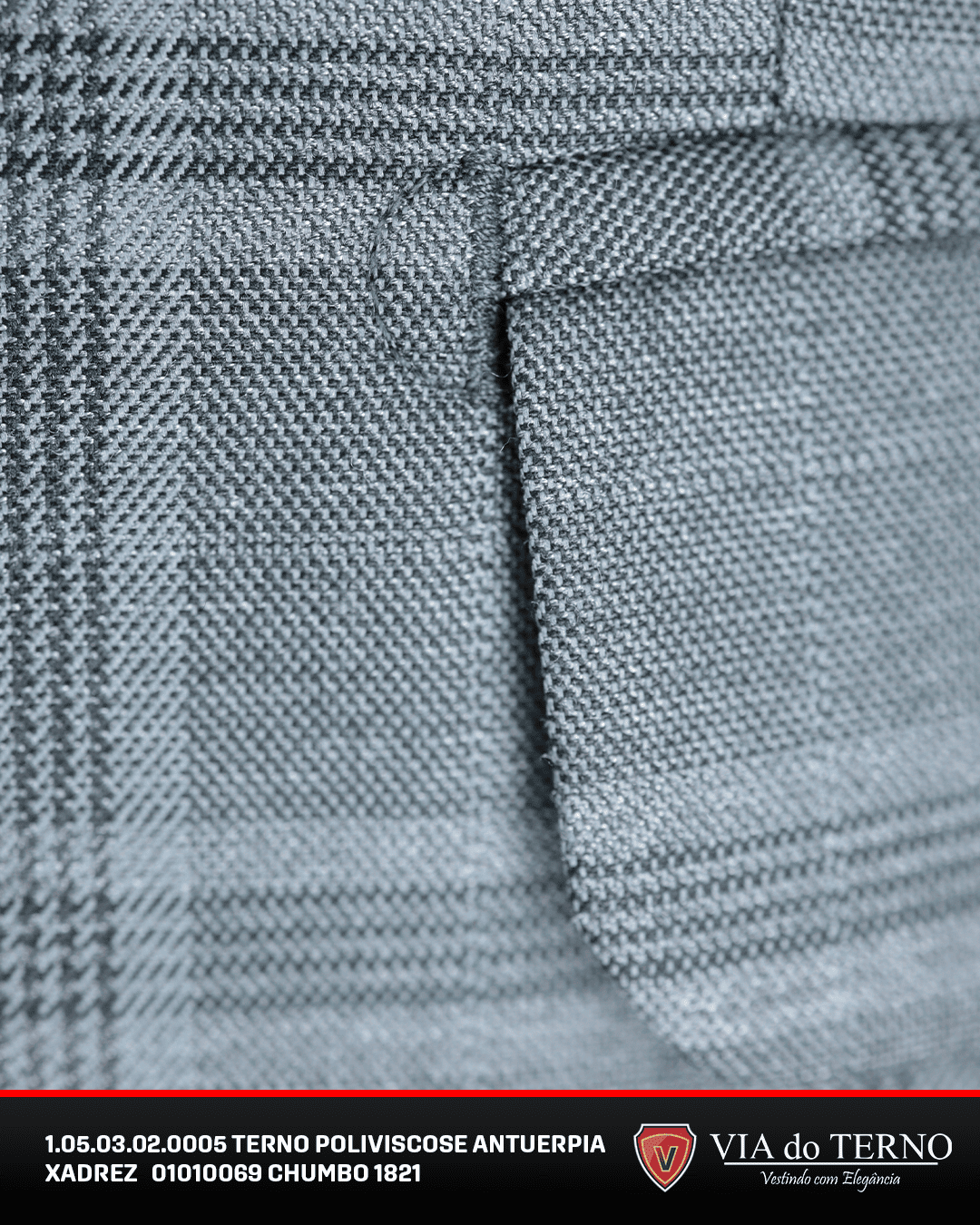 05 terno slim poliviscose xadrez chumbo