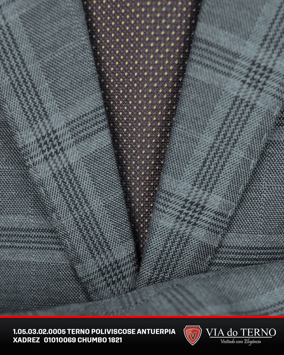 09 terno slim poliviscose xadrez chumbo