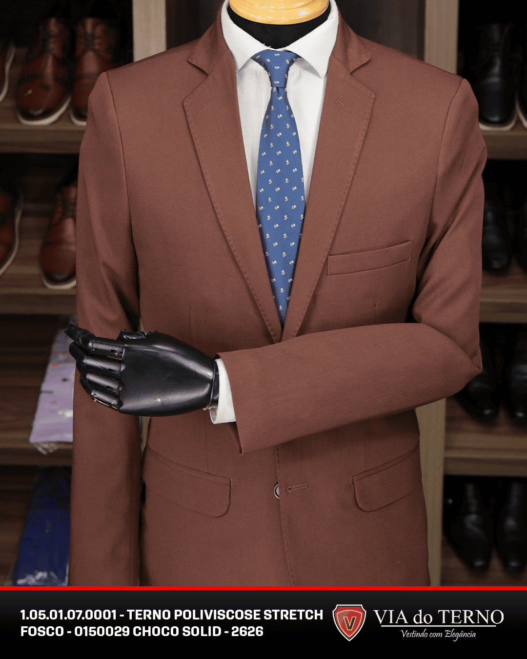 01 terno slim poliviscose choco solid