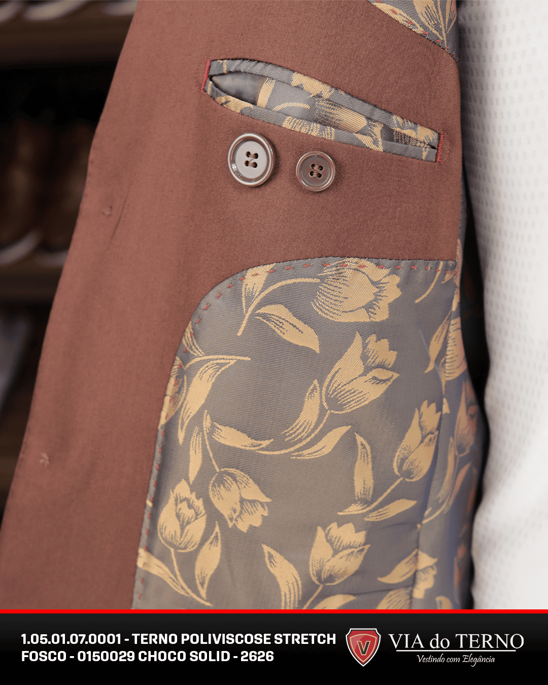 06 terno slim poliviscose choco solid