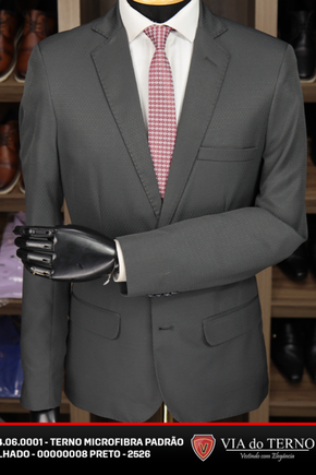 Terno Slim Microfibra - Preto Detalhado