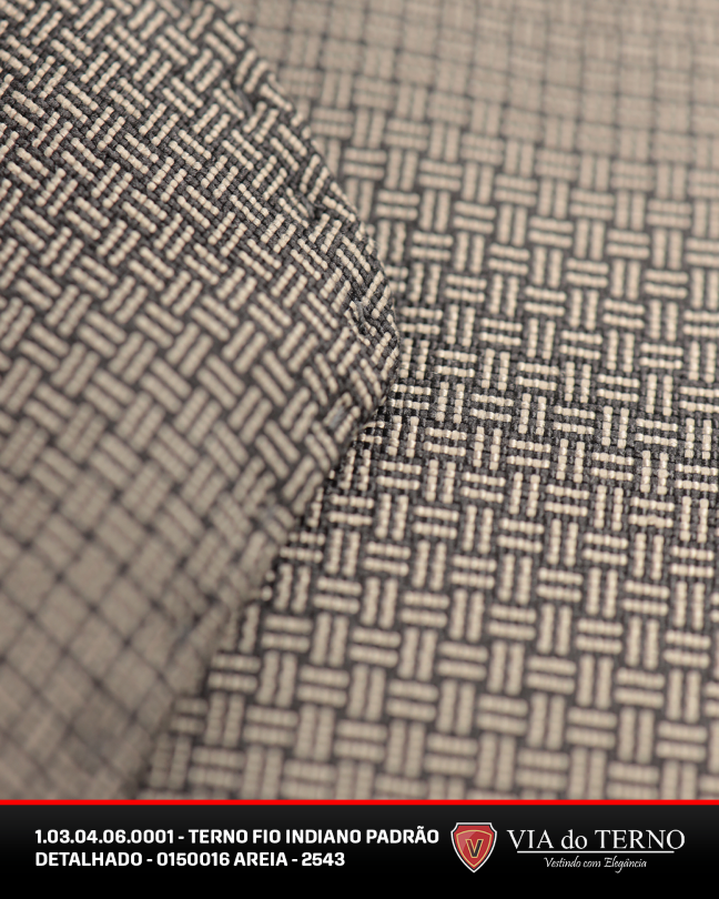 02 terno slim fio indiano areia detalhado