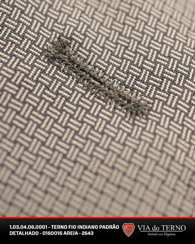 03 terno slim fio indiano areia detalhado