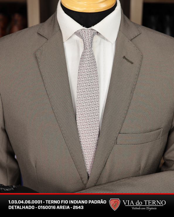 06 terno slim fio indiano areia detalhado