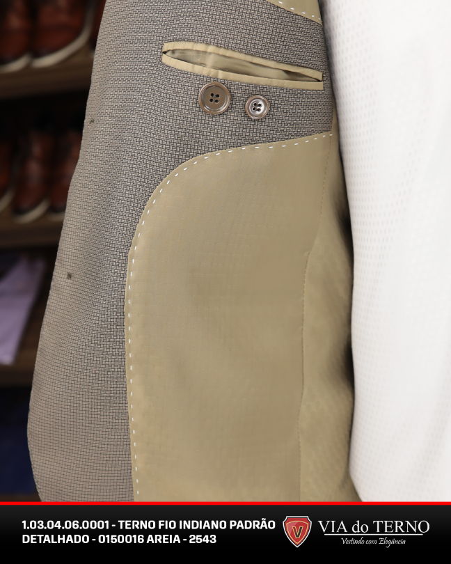 07 terno slim fio indiano areia detalhado