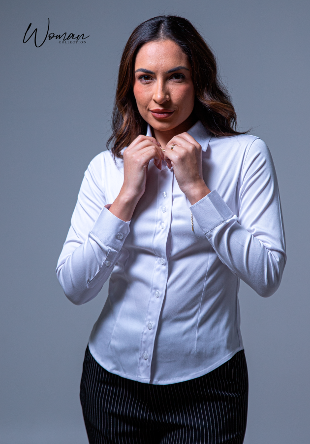 04 camisa social feminina branca lisa