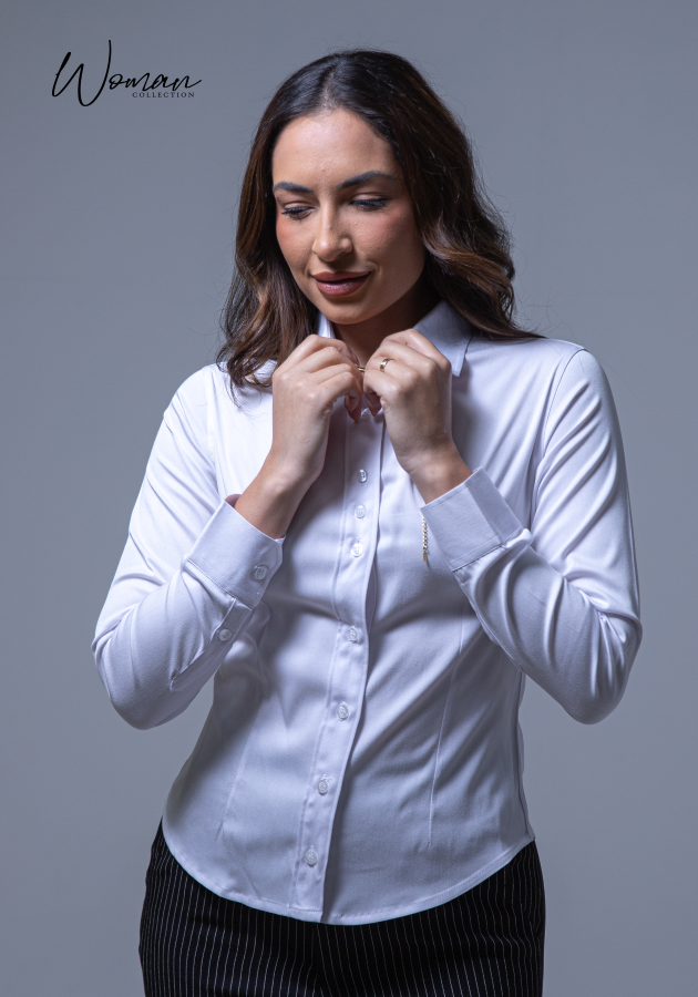05 camisa social feminina branca lisa