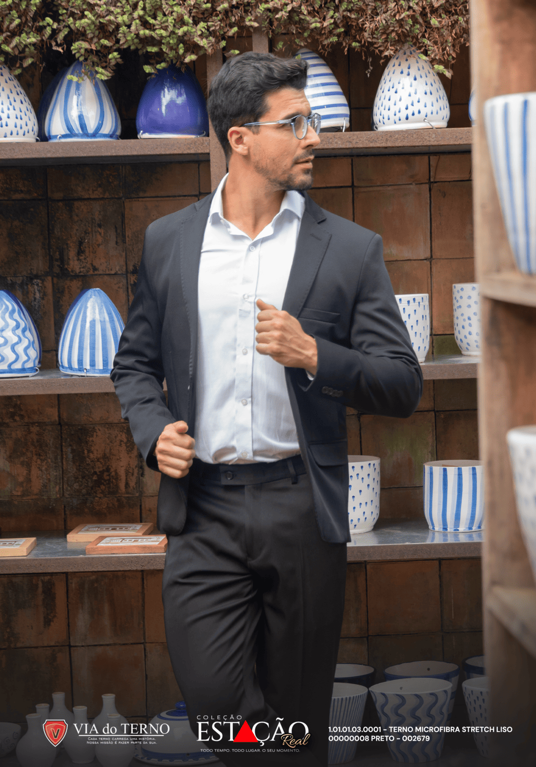 09 terno slim microfibra preto fosco